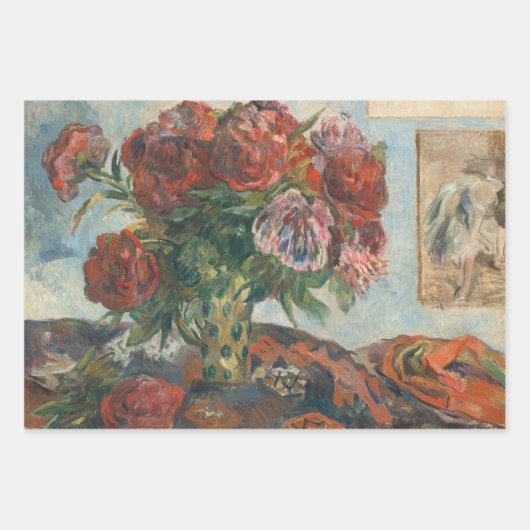 Red Peonies Blume Paul Gaugin Art Geschenkpapier Set (Vorderseite 2)