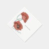 Red Peonies Customizable Party Napkin Set Serviette (Ecke)