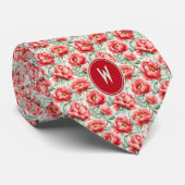 Red Peonies Floral Krawatte (Gerollt)