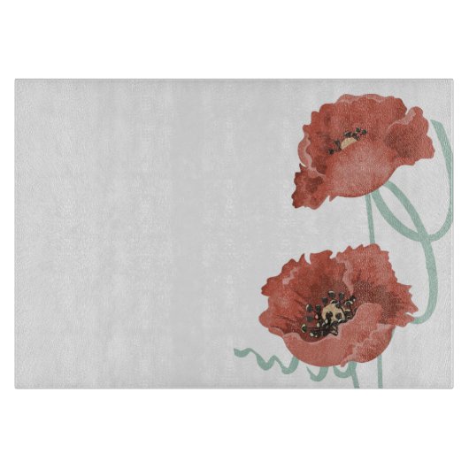Red Peonies Glass Cutting Board Schneidebrett (Vorderseite)