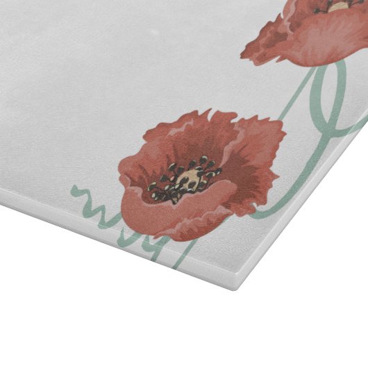 Red Peonies Glass Cutting Board Schneidebrett (Ecke)