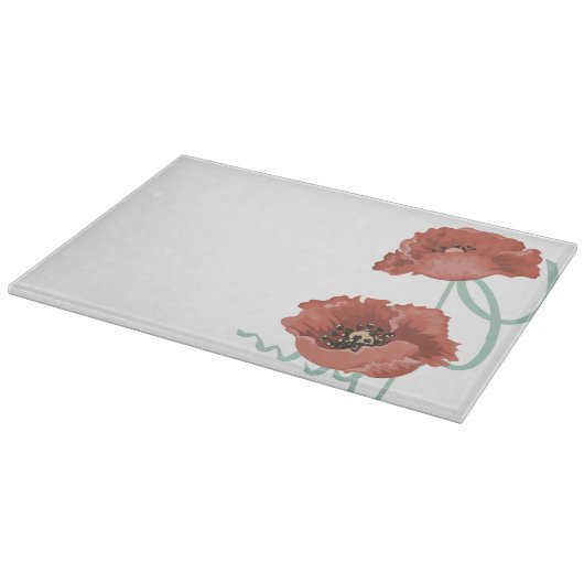 Red Peonies Glass Cutting Board Schneidebrett (Ecke)