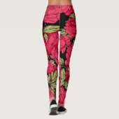 Red Peonies mit Gold-Blätter Leggings (Rückseite)