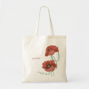 Red Peonies Personalisiert Canvas Bag Tragetasche