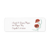 Red Peonies Wedding Address Labels (Vorne)