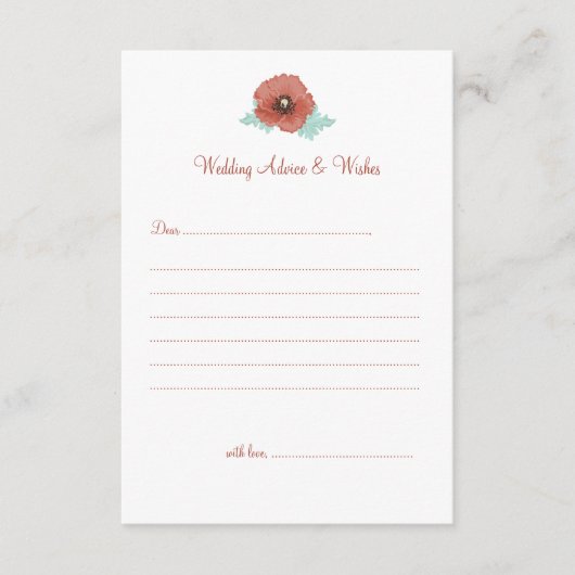 Red Peonies Wedding Advisory & Wish Cards Hinweiskarte (Vorderseite)