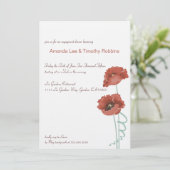 Red Peonies Wedding Engagement Party einladen Einladung (Stehend Vorderseite)