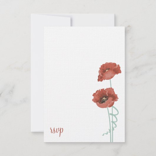 Red Peonies Wedding RSVP Cards