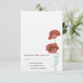 Red Peonies Wedding RSVP Cards Karte (Stehend Vorderseite)