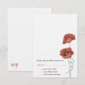 Red Peonies Wedding RSVP Cards Karte (Vorne/Hinten)