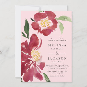 Red Peonies Weditation Blush Einladung