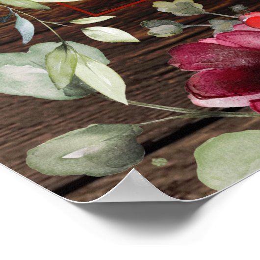 Red Peony 54x40" 160 Guest Luxury Seating Chart Poster (Ecke)