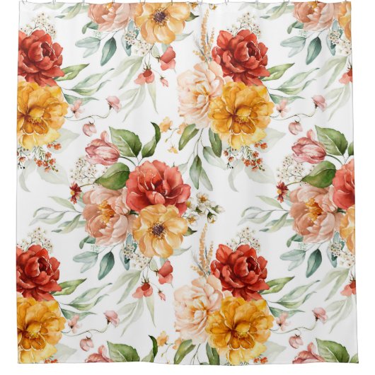 Red Peony Blume Bouquet Pattern Duschvorhang (Vorderseite)