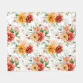 Red Peony Blume Bouquet Pattern Fleecedecke (Vorderseite (Horizontal))