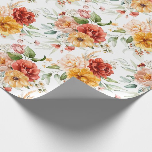 Red Peony Blume Bouquet Pattern Geschenkpapier (Ecke)