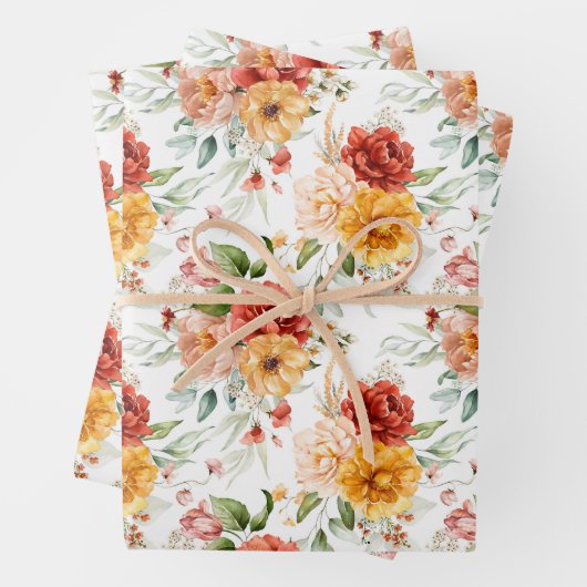 Red Peony Blume Bouquet Pattern Geschenkpapier Set (Beispiel)