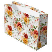 Red Peony Blume Bouquet Pattern Große Geschenktüte (Rückseite Schrägansicht)