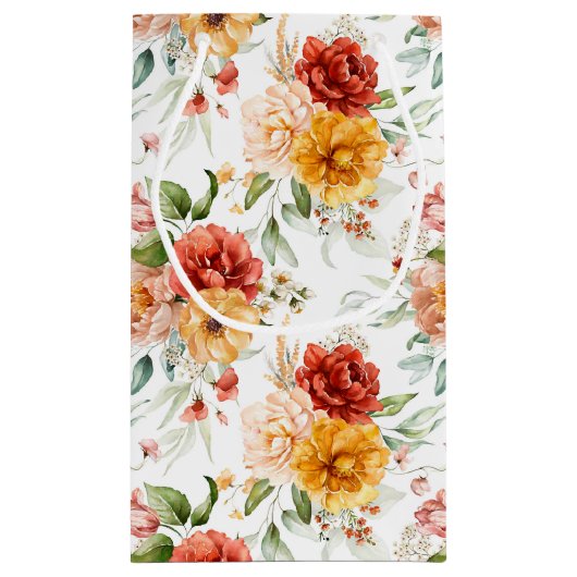 Red Peony Blume Bouquet Pattern Kleine Geschenktüte (Rückseite)