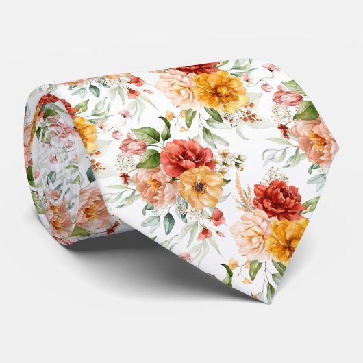 Red Peony Blume Bouquet Pattern Krawatte (Gerollt)