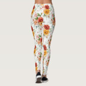 Red Peony Blume Bouquet Pattern Leggings (Rückseite)