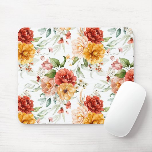 Red Peony Blume Bouquet Pattern Mousepad (Mit Mouse)