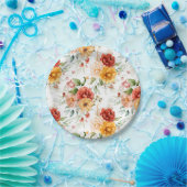 Red Peony Blume Bouquet Pattern Pappteller (Party)