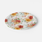 Red Peony Blume Bouquet Pattern Pappteller (Schrägansicht)