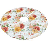 Red Peony Blume Bouquet Pattern Polyester Weihnachtsbaumdecke (Schrägansicht)