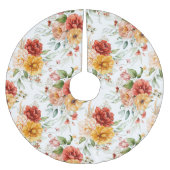 Red Peony Blume Bouquet Pattern Polyester Weihnachtsbaumdecke (Vorderseite)