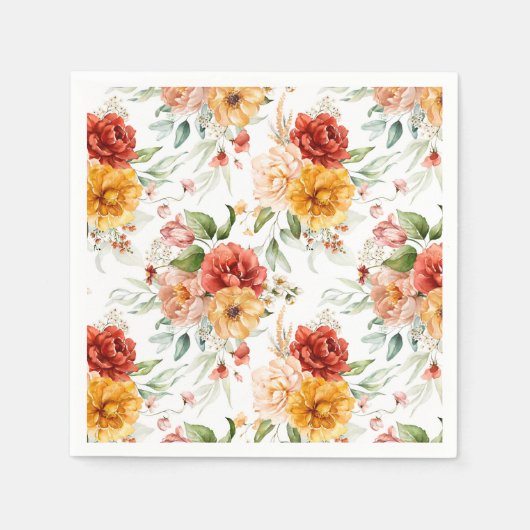 Red Peony Blume Bouquet Pattern Serviette (Vorderseite)