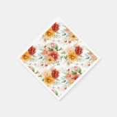 Red Peony Blume Bouquet Pattern Serviette (Ecke)