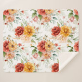Red Peony Blume Bouquet Pattern Sherpadecke (Vorderseite (Horizontal))