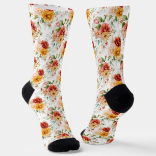 Red Peony Blume Bouquet Pattern Socken