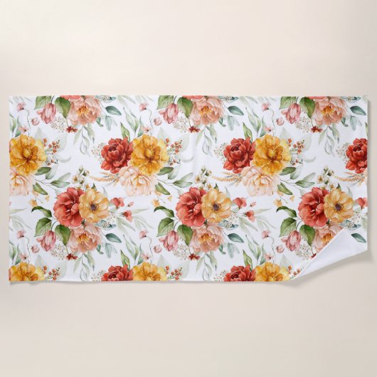 Red Peony Blume Bouquet Pattern Strandtuch (Vorderseite)