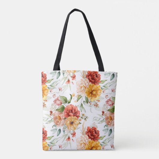 Red Peony Blume Bouquet Pattern Tasche (Rückseite)