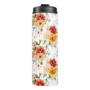 Red Peony Blume Bouquet Pattern Thermosbecher