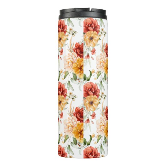 Red Peony Blume Bouquet Pattern Thermosbecher (Rückseite)