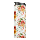 Red Peony Blume Bouquet Pattern Thermosbecher (Nach rechts gedreht)