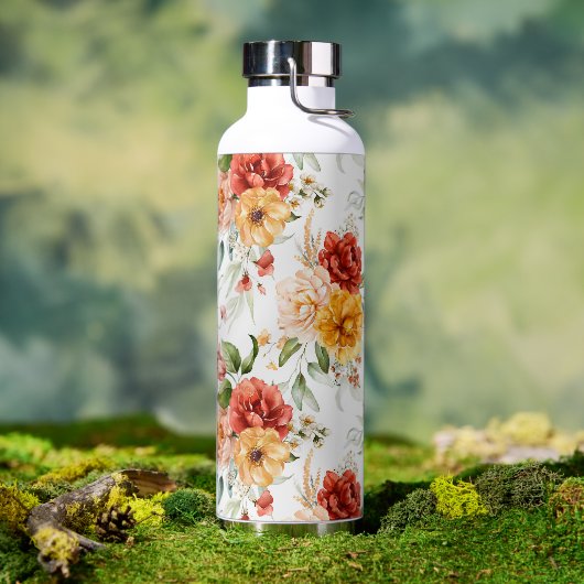 Red Peony Blume Bouquet Pattern Trinkflasche (Außenbereich)