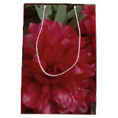 Red Peony Blume Foto Geschenktasche Mittlere Geschenktüte (Rückseite)