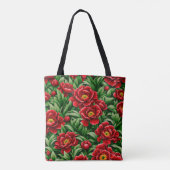 Red Peony Blumen Tote Bag Tasche (Rückseite)