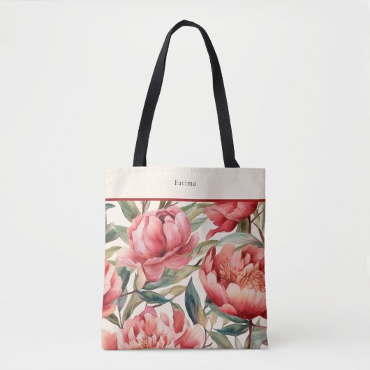 Red Peony Bold Floral Tasche (Vorderseite)