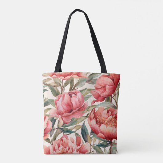 Red Peony Bold Floral Tasche (Rückseite)