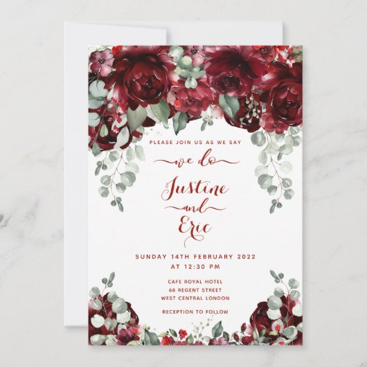 Red Peony Epiphany Luxury Wedding Invitation Suite Einladung (Vorderseite)