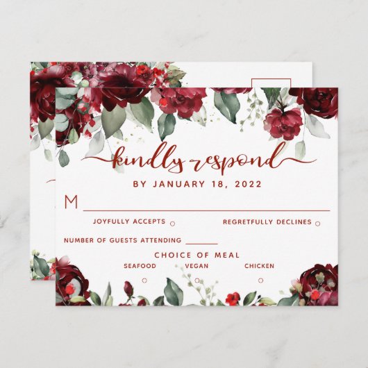 Red Peony Epiphany UAWG Kindly Respond Postcard Begleitkarte (Vorne/Hinten)