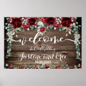 Red Peony Epiphany Wedding 24 x 36 Welcome Sign Poster (Vorne)