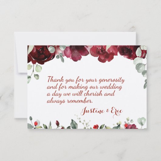 Red Peony Epiphany Wedding Dankeskarte (Rückseite)