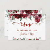 Red Peony Epiphany Wedding Mail Back RSVP Card (Vorne/Hinten)