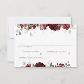 Red Peony Epiphany Wedding Mail Back RSVP Card Karte (Rückseite)