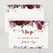 Red Peony Epiphany Wedding Mail Back RSVP Card Karte (Vorne/Hinten)
